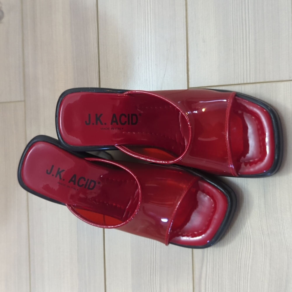 J.K. ACID, Size 5, Red Wedge Sandal, Made in Italy